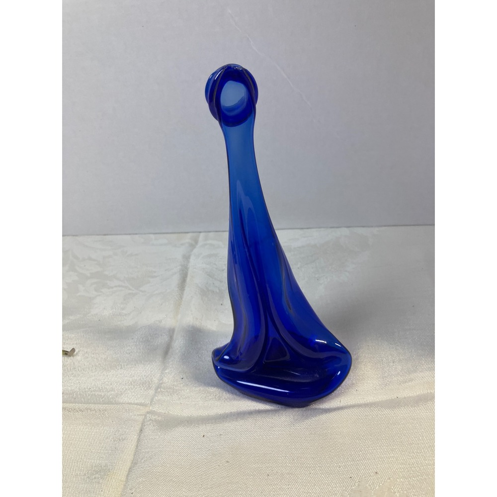 Genuine Phillips Handblown Cobalt Art‎ Glass Bud Vase Sculpture